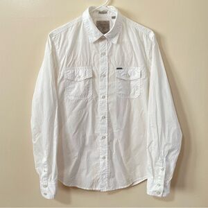 Guess Men’s White Long Sleeved Button-Down Shirt (Size: S)